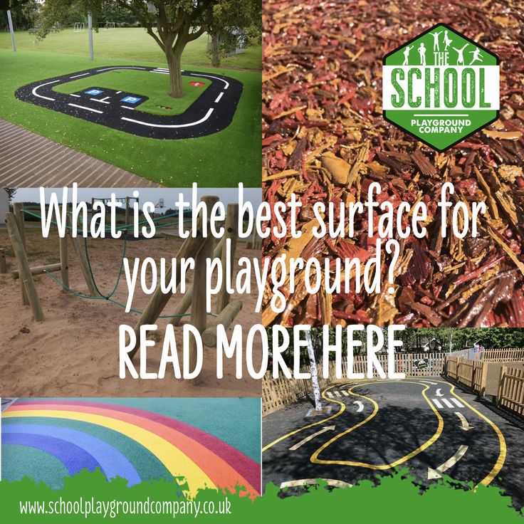 a collage of photos with the words what is the best surface for your playground? read more here