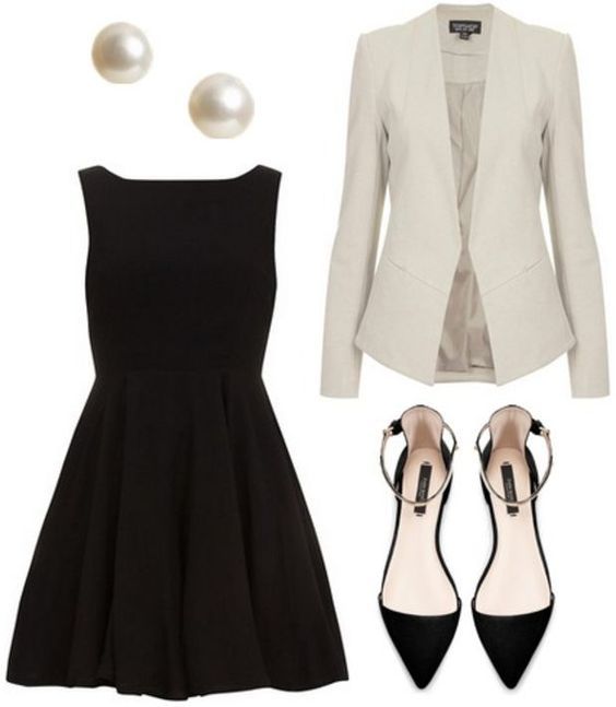 White Coat and Black Dress, simple pumps and pretty pearls can never be wrong! Holiday Style Fashion for the Modern Mom Jo Lynne Shane Ținute Business Casual, Outfit Chic, Blazer Outfit, Professional Attire, Professional Dresses, White Blazer, Professional Outfits, Business Attire, College Fashion