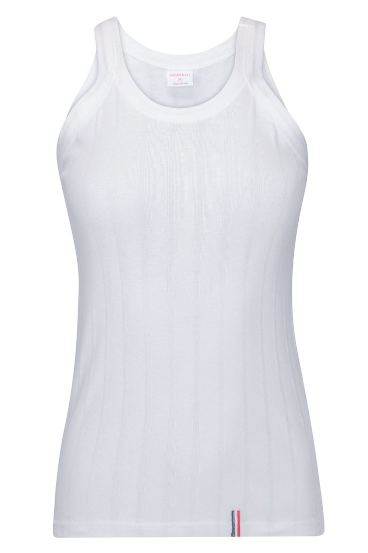 CANVAN & Co x C&C Tank Top - Front Chic White Tank Top With Ribbed Neckline, Spring Ribbed Camisole Top, Ribbed Camisole Tops For Spring, Chic White Ribbed Tank Top, Chic Ribbed Tops For Loungewear, White Sleeveless Ribbed Top, Ribbed Knit Top For Loungewear, Spring Ribbed Tank Top, Ribbed Tank Top For Summer