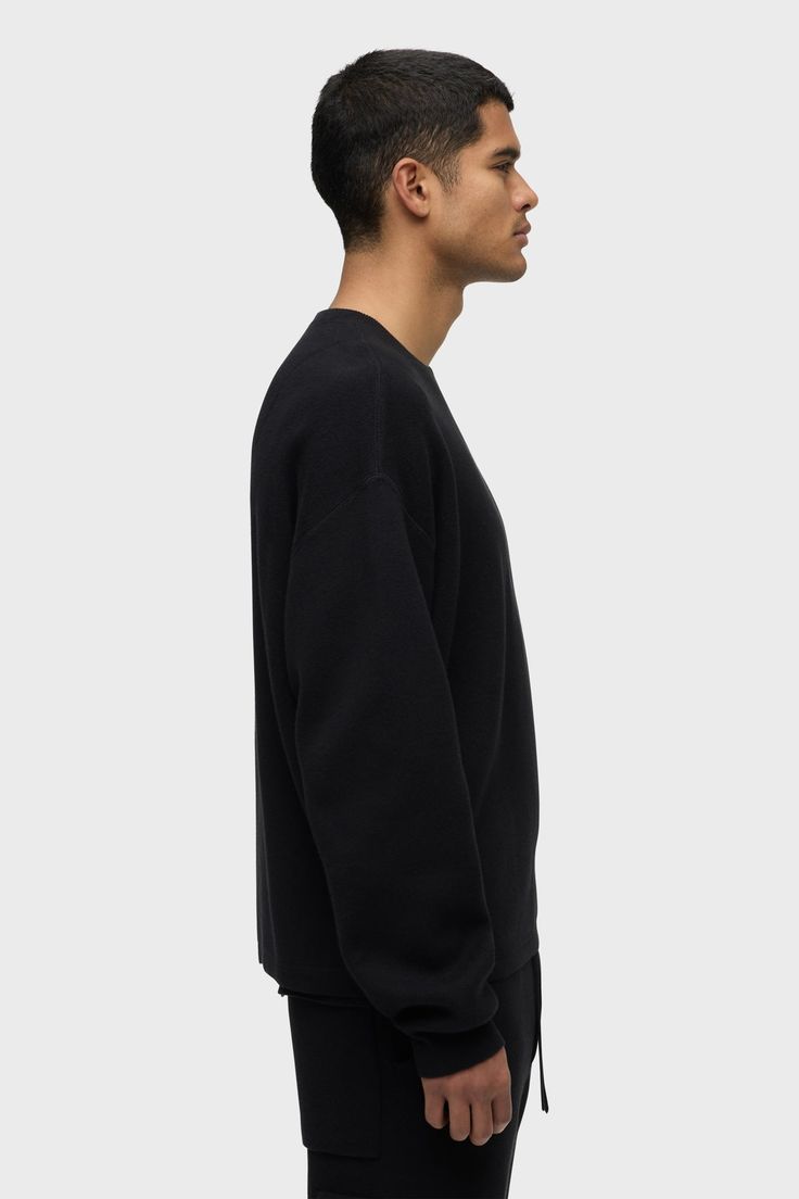 Description The Crew Neck Sweater in Pitch Black is made from a double knit, cotton-cashmere blend for added softness. Features a crew neckline, dropped shoulders and a looser fit with signature HDSN label. Product Details Body Length: 26.5", Chest: 51", Sleeve Length: 23"Model Height 6’1"Model wearing size M Fit & Care Content: 95% Cotton, 5% CashmereMachine wash cold with like colorsDo not bleachTumble dry low or hang to dry Family Women, Pitch Black, Kick Flares, Denim Branding, Men Fits, Double Knit, Hudson Jeans, Denim Coat, Mens Outerwear