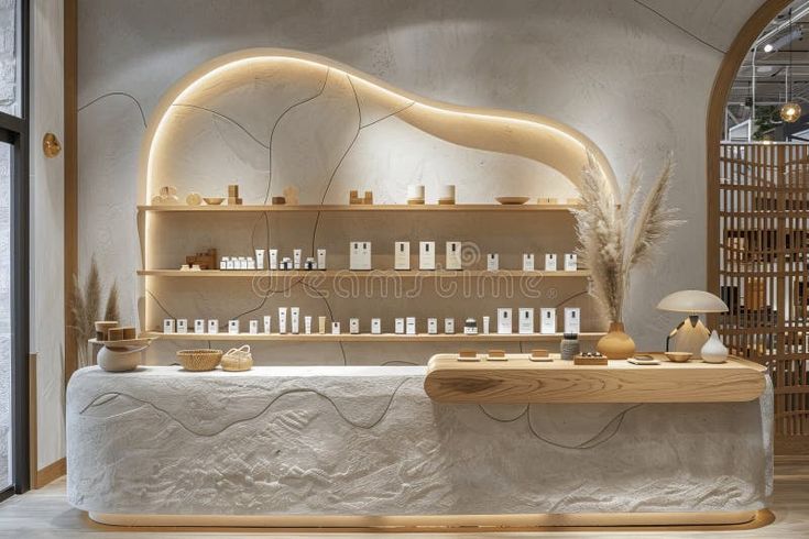 Luxury interior booth of skincare cosmetic display product royalty free stock photo Skincare Product Display Retail, Spa Display Ideas, Skincare Store Display, Skincare Merchandising, Spa Window Display, Skincare Booth, Cosmetic Showroom, Product Display Ideas, Spa Display