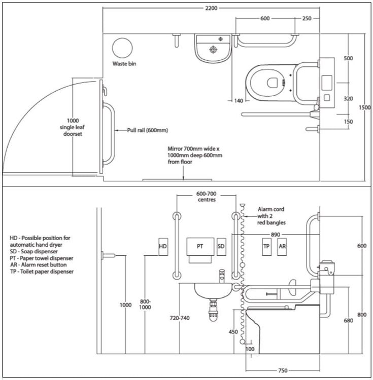 the floor plan for a bathroom with two separate areas, and an additional area to each room