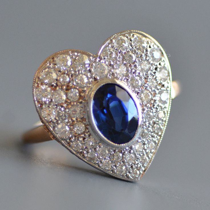 Antique Late Victorian/early 1900s Period Old Mine Cut Diamond - Etsy Sapphire Heart Ring, Old Mine Cut Diamond, Gold Face, Heart Face Shape, Multi Stone Ring, Early 1900s, Multi Stone, Cleaning Jewelry, Stone Rings