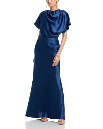 Amsale Fluid Satin Relaxed Drape Gown Blue Mother Of The Bride Dress, Evening Gowns Blue, Blue Gowns, Drape Gown, Gala Events, Black Tie Affair, Blue Gown, Comfy Dresses, Satin Gown