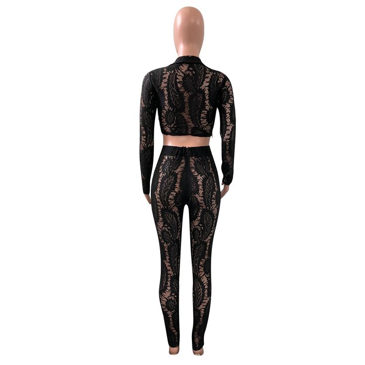 Sexy Lace Sports and Leisure Two-piece Suit Black Fitted Two-piece Set, Fitted Black Two-piece Set, Black Fitted Sports Sets, Black Fitted Workout Sets, Fitted Black Sports Sets, Fitted Two-piece Club Set, Tight Crop Top, Crop Top And Pants Set, Crop Top And Pants