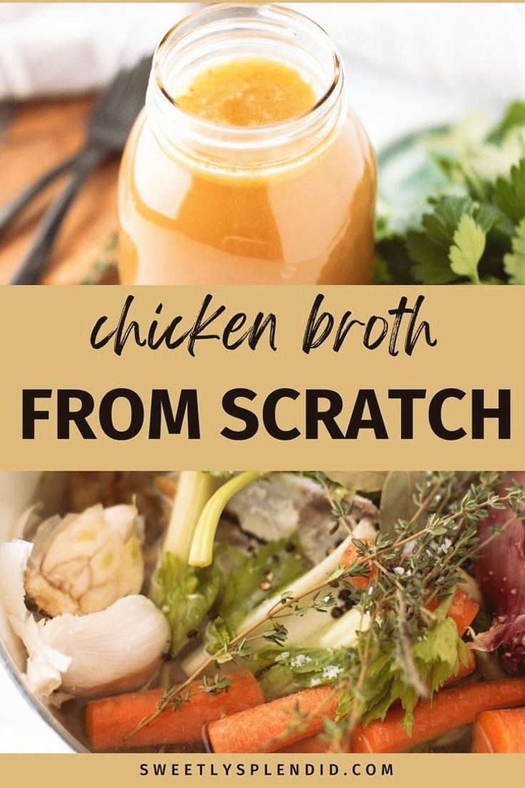 chicken broth from scratch in a glass jar with carrots and celery