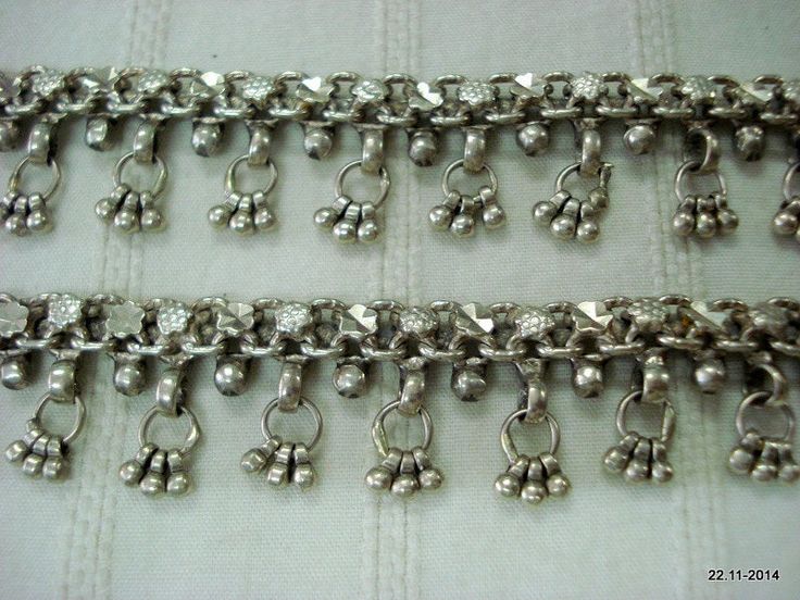 "Vintage Antique tribal old silver ANKLET feet bracelet pair from Rajasthan India. Worn by tribal people of Rajasthan India. good flexible, Great piece for tribal style belly dance or ethnic jewellery collector. Note - If you combine both anklet you can use as a necklace. Length - 27.9 cm(11\") we can adjust the length. width include bells - 1.8 cm(0.7\") weight for pair- 88 grams material - Silver & original old worn pair." Traditional Anklets With Oxidized Finish For Festival, Bohemian Festive Anklets With Silver Beads, Festival Anklets With Silver Beads, Festive Bohemian Silver Beads Anklets, Silver Bohemian Anklets For Festivals, Bohemian Silver Anklets For Festivals, Traditional Silver Toe Ring Anklets, Metal Anklets With Silver Beads For Festivals, Festival Metal Anklets With Tilla Detail