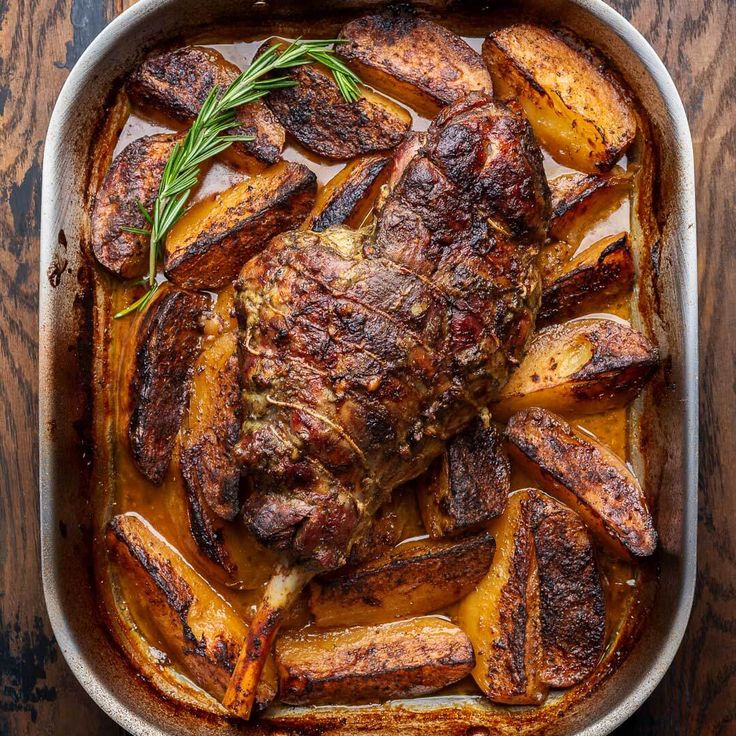 This Greek-style slow-roasted leg of lamb with potatoes and ladolemono sauce has outrageous flavor and since it's slow-roasted it's very low maintenance! It's perfect for Easter and other holiday gatherings, but so good you'll want to make it all year long. Greek Style Roast Leg Of Lamb, Boneless Leg Of Lamb Recipes Slow Cooker, Boneless Lamb Leg Roast Recipes, Roast Leg Of Lamb Bone In, Leg Of Lamb Roast Boneless, Ladolemono Sauce, Slow Roast Lamb Leg, Boneless Lamb Leg Roast, Slow Cooked Lamb Leg