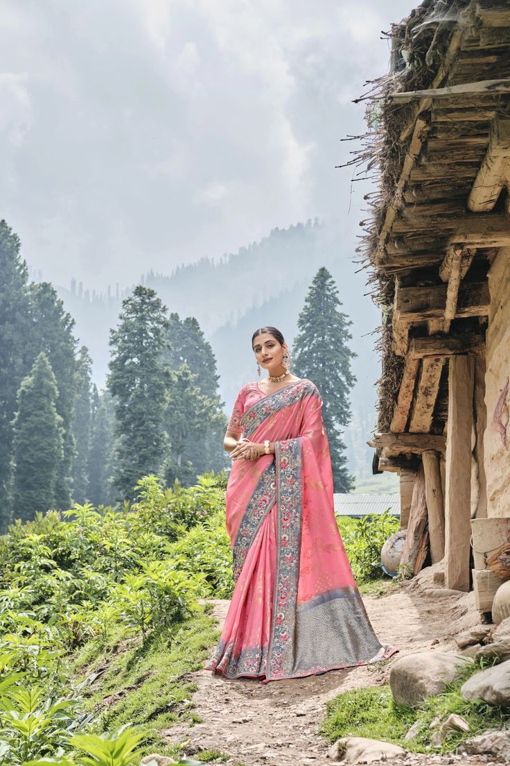 Fabric Details:- Saree Fabric: Pure Dola Saree Colour: Grey Pink Blouse Fabric: Silk Blouse Colour: Pink Blouse Piece Length: 1.2 meter Saree Length: 5.5 meter Occasion: Engagement, Festival, Sangeet, Wedding Style: Traditional Saree Work: Embroidered, Patch, Cut, Gota Pati Blouse Colour, Saree Work, Traditional Saree, Reception Party, Saree Fabric, Blouse Material, Traditional Sarees, Party Wear Sarees, Fabric Silk