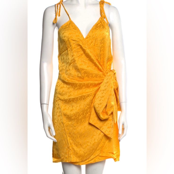 Nwt The Andamane Yellow Wrap Style Sleeveless Mini Dress Size S. Sash Tie Closure. 100% Viscose Elegant Sleeveless Mini Dress With Wrap-around Straps, Spring Sleeveless Sundress Wrap Dress, Sleeveless Sundress With Tie Back For Party, Sleeveless Summer Dresses With Wrap-around Straps, Sleeveless Tie Back Sundress For Party, Chic Wrap-around Strap Dress For Vacation, Chic Sleeveless Wrap Dress For Party, Sleeveless Party Sundress With Tie Back, Party Dresses With Knotted Straps And Sleeveless Design