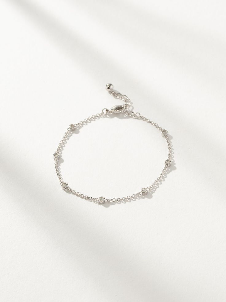 Elegant Sterling Silver Bracelet With Extender For Everyday, Dainty Adjustable Silver Chain Bracelet, Delicate Chain Bracelet With Extender, Delicate Sterling Silver Bracelet With Adjustable Chain, Dainty Sterling Silver Link Bracelet, Dainty White Gold Bracelet With Silver Chain, Silver Delicate Adjustable Chain Bracelet, Delicate Silver Adjustable Chain Bracelet, Elegant Silver Charm Bracelet With Delicate Chain