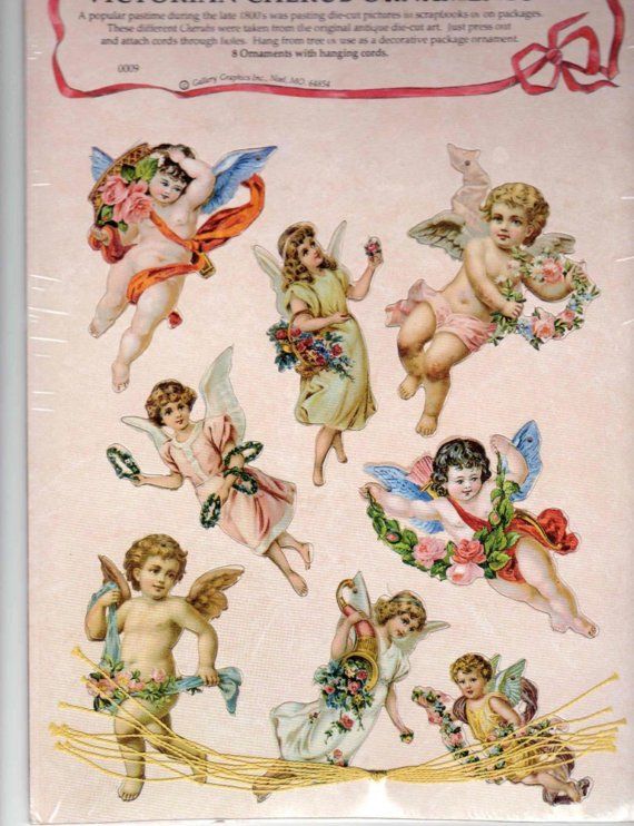 an old fashioned christmas card with angels on it