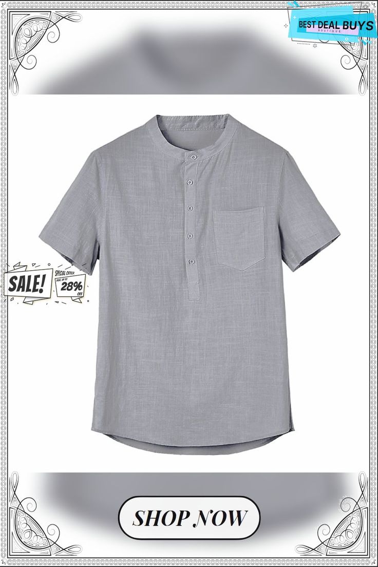 Men's Linen Shirt Summer Shirt Casual Shirt Beach Shirt Henley Spring Summer Short Sleeve Black White Navy Blue Plain Outdoor Street Clothing Apparel Button-down Summer Casual Collar Short Sleeve Shirt With Buttons, Solid Color Summer Shirt With Pockets, Solid Summer Shirt With Pockets, Casual Summer Shirt With Placket, Summer Short Sleeve Button-up Shirt With Placket, Casual Short Sleeve Shirt With Placket For Summer, Summer Button-up Short Sleeve Shirt, Summer Cotton Short Sleeve Shirt With Placket, Collared Shirt With Placket For Summer