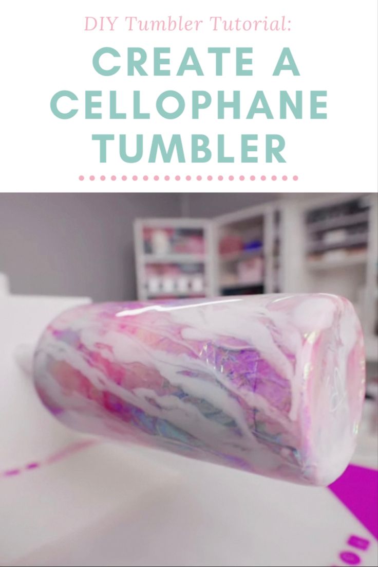 a tube filled with pink and white marble