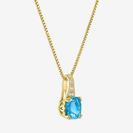 Features: Quick ShipJewelry Closure: Spring Ring ClaspSetting: ProngStone Cut: CushionStone Millimeter Measurement: 7 Mm Length, 7 Mm WidthMetal Color: YellowChain Length: 18 InchChain Gauge: 040Pendant Length: 14.5mmPendant Width: 7.1mmChain Construction: BoxCare: Wipe CleanStone Type: 5 Lab Created Sapphire, 1 Genuine Blue TopazAuthenticity: Genuine StoneBirthstone: December BirthstoneMetal: 14k Gold Over SilverNecklace Type: Pendant NecklacesCountry of Origin: Imported Yellow Gold Pendant Jewelry With Accent Stones, 14k Gold Necklaces With Accent Stones For Formal Occasions, Formal Yellow Gold Necklace With Accent Stones, Yellow Gold Necklace With Accent Stones For Gift, Elegant Gold Necklace With Accent Stones, Elegant Gold Necklaces With Accent Stones, Yellow Gold Necklaces With Accent Stones For Anniversary, Gold Necklace With Accent Stones As Gift, 14k Gold Necklace With Accent Stones