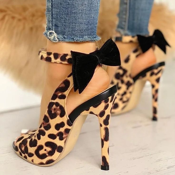 Leopard Print Heels Ankle Strap Bow Pumps|FSJshoes Trendy Leopard Print High Heels, Trendy Leopard Print Heels, Trendy Leopard Print Heels For Spring, Fitted Leopard Print High Heels, Chic Leopard Print Fitted Heels, Summer Leopard Print Pointed Toe Heels, Leopard Print Pointed Toe Heels For Summer, Leopard Print High Heels For Party, Chic Leopard Print Heels For Spring