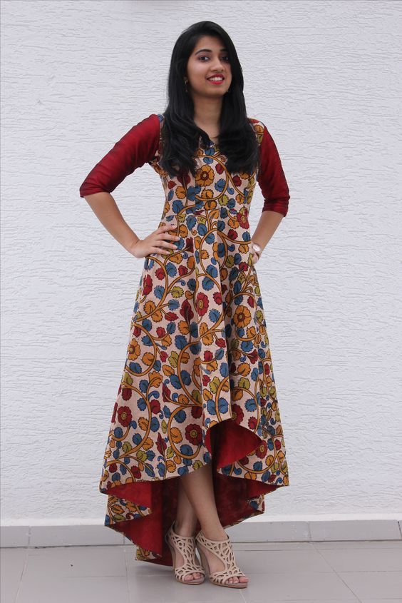 7 Ways To Look Chic In Kalamkari | Threads Kalamkari Dress, Daytime Glam, Kalamkari Dresses, Long Gown Design, Simple Frocks, Anarkali Dress Pattern, Frock For Women, Long Gown Dress, Long Dress Design