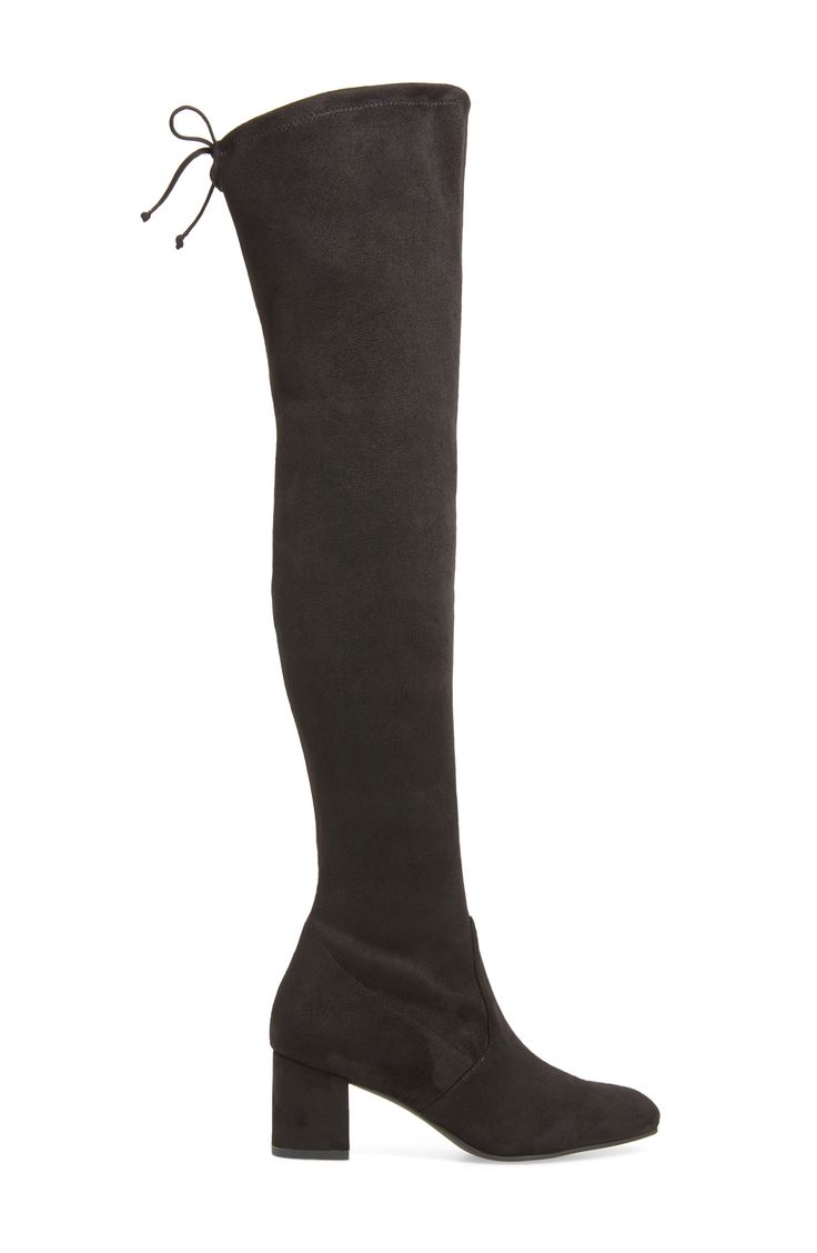 A velvety boot goes to dramatic heights with an over-the-knee silhouette, while its just-right heel ensures the look is manageable for everyday wear. 2 1/4" heel (size 8.5) 24 1/2" shaft; 12"–13" calf circumference. Narrow calf Back tie closure Textile upper and lining/synthetic sole Imported Women's Shoes Fall Over-the-knee Wide Calf Boots, Winter Wide Calf Over-the-knee Boots, Wide Calf Over-the-knee Boots For Winter, Fitted Knee-high Boots With Reinforced Heel, Fall Over-the-knee Boots, Wide Calf Knee-high Boots For Fall, Wide Calf Over-the-knee Boots For Fall, Fall Wide Calf Over-the-knee Boots, Medium Width Knee-high Winter Heeled Boots