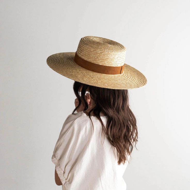 Capri Medium Straw Boater Hat - Natural - GIGI PIP