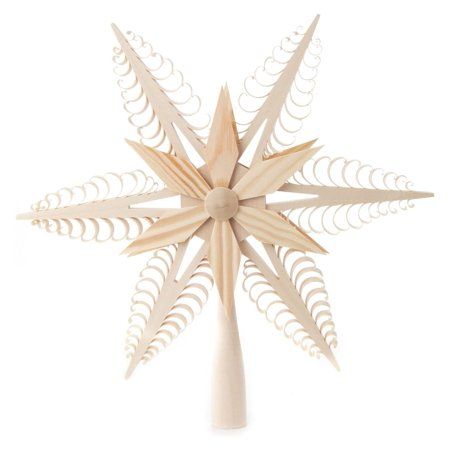 a wooden snowflake on a white background