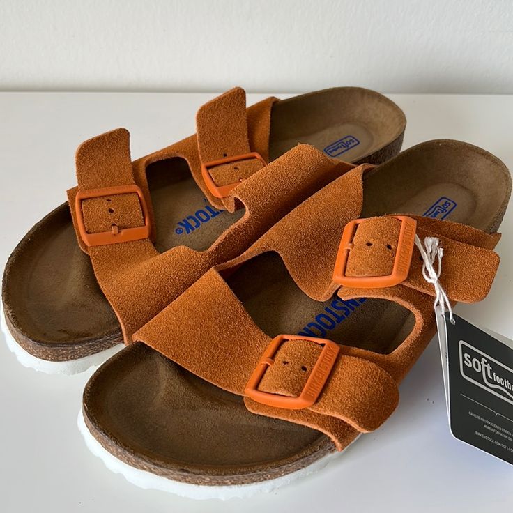 Birkenstock Arizona Bs Sandal Narrow Fit Size 8 Women’s Shoes Color: Russet Orange Brand New With Tags Box Included Orange Birkenstock Outfit, Brown Slip-on Footbed Sandals For Outdoor, Brown Suede Sandals For Outdoor, Casual Brown Slides For Outdoor, Casual Brown Outdoor Slides, Brown Beach Slides With Cork-bed Midsoles, Brown Slides With Cork-bed Midsoles For Beach, Casual Flat Footbed Sandals With Cork-bed Midsoles, Casual Footbed Sandals With Cork-bed Midsoles