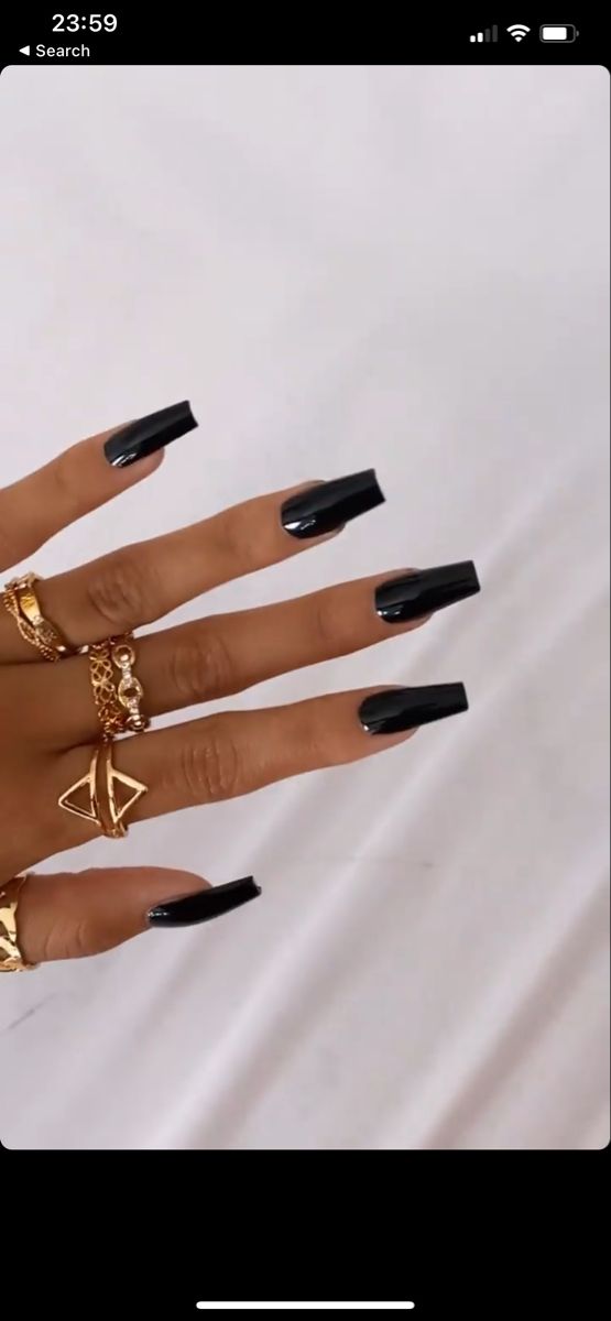 Acrylic Nails Coffin On Dark Skin, Black Acyrilics Nails Coffin, All Black Nails Acrylic Coffin Long, Coffin Acrylic Black Nails, Matt Square Nails, Black Acrylics Coffin, Plain Black Acrylic Nails Coffin, Black Nails Acrylic Squares Long, Short Coffin Black Nails Designs