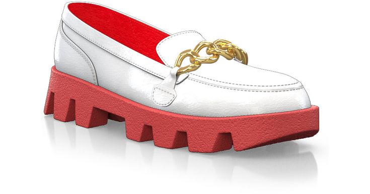 Color Sole Platform Shoes 16551 White Leather Platform Loafers With Lug Sole, White Leather Loafers With Lug Sole, Platform Shoes, Sperrys, New Shoes, Slip On Shoes, Boat Shoes, Patent Leather, Slip On