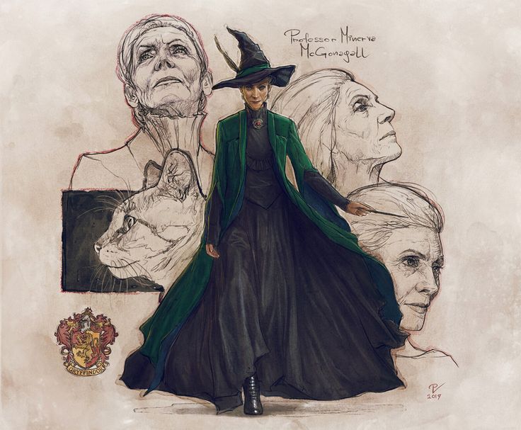 a drawing of a woman in a wizard costume