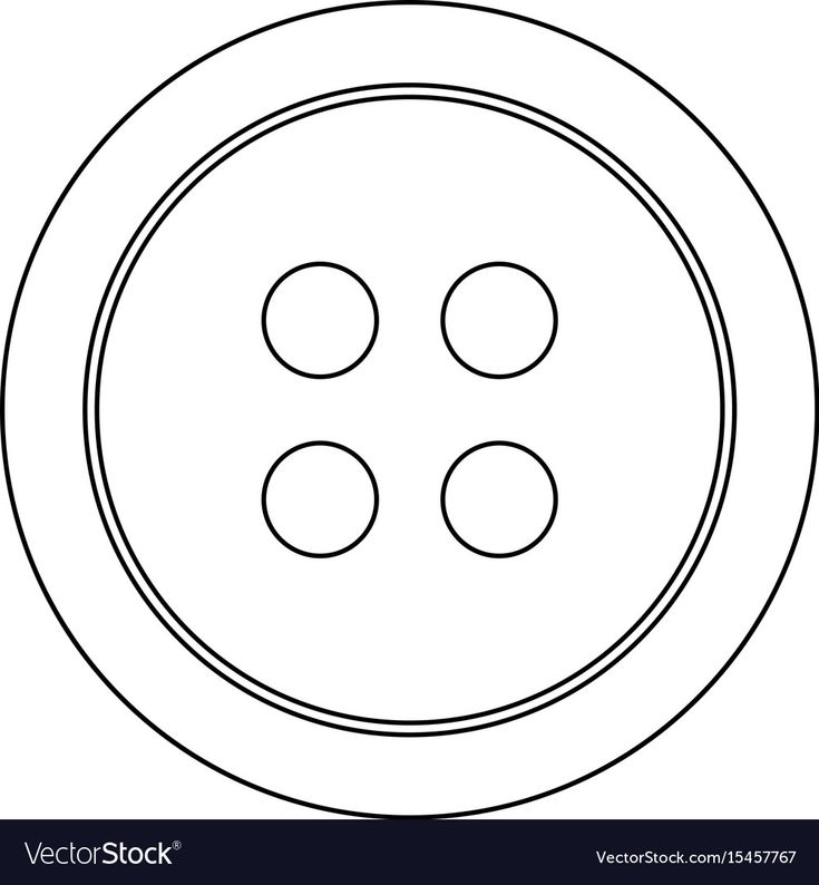 a black and white drawing of a button with four buttons in the center on a white background