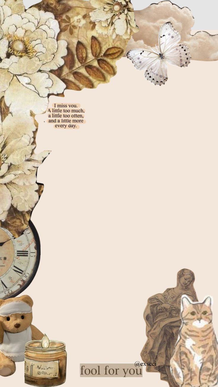 there is a clock, teddy bear and flowers on this page with the words too for you