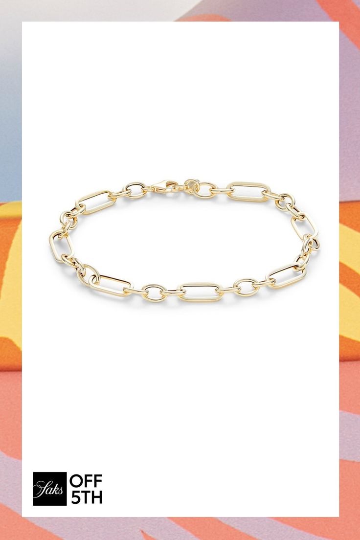 Alternating Oval And Paperclip Links Make This 14k Gold Bracelet An Elegant-Yet-Modern Piece. 14k Yellow Gold Lobster Clasp Made In Italy Size Length, About 7.5" Click Here For A Guide To Jewelry & Watches. Center Core - Jewelry Trunk > Saks Off 5th > Barneys Warehouse. Saks Fifth Avenue Made In Italy. Paper Clip, Chain Bracelet, Saks Fifth, Saks Fifth Avenue, Jewelry Watches, Gold Bracelet, On Sale, In Italy, Yellow Gold