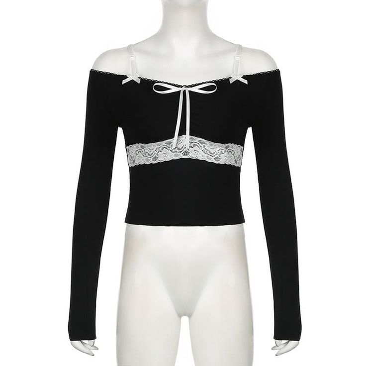 Please refer to our sizing chart for a guideline when choosing a size. 5 business days order processing time. 90% polyester 10% spandex Black Long Sleeve Lace Top With Lace Collar, Black Long Sleeve Tops With Lace Patchwork, Black Long Sleeve Top With Lace Patchwork, Fitted Black Top With Contrast Lace, Winter Lace Long Sleeve Tops, Fitted Tops With Lace Cuffs For Fall, Winter Long Sleeve Lace Patchwork Top, Long Sleeve Tops With Lace Patchwork And Stretch, Long Sleeve Stretch Tops With Lace Patchwork