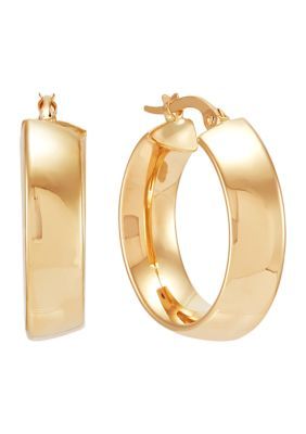 Set in beautiful 14K yellow gold, these stunning Belk & Co. hoop earrings will add an elegant brilliance to your special occasion attire. | Belk & Co 6 x 15 Millimeter Tube Hoop Earrings in 14K Yellow Gold Elegant Hinged Small Hoop Jewelry, Elegant Small Hinged Hoop Jewelry, 14k Gold Hinged Hoop Earrings For Formal Occasions, Formal Fine Jewelry Yellow Gold Hoop Earrings, Elegant Formal Huggie Earrings With Shiny Finish, Formal Yellow Gold Hoop Earrings, Formal 14k Stamped Fine Hoop Earrings, Formal Hoop Jewelry With Polished Finish, Formal 14k Stamped Hoop Huggie Earrings