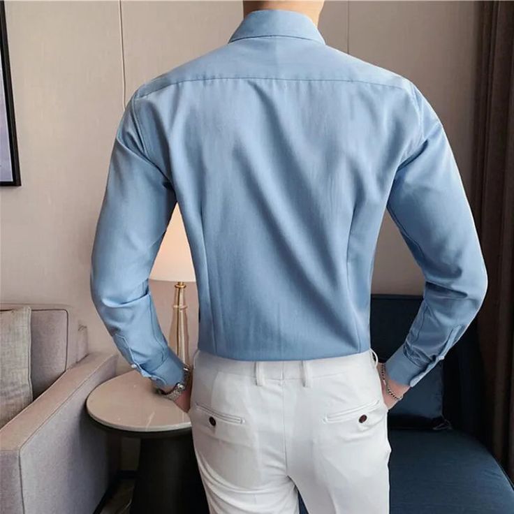 SPECIFICATIONS Material: COTTON Material: Polyester Fiber Shirts Type: Casual Shirts Applicable Scene: Office Sleeve Length(cm): Full Applicable Season: Spring and Autumn Gender: MEN Item Type: Shirts Collar: Turn-down Collar Closure Type: Single Breasted Sleeve Style: Regular Fabric Type: Broadcloth Pattern Type: Solid Light Blue Slim Fit Long Sleeve Shirt, Light Blue Long Sleeve Slim Fit Shirt, Slim Fit Light Blue Collared Shirt, Blue Slim Fit Dress Shirt, Light Blue Slim Fit Collared Shirt, Blue Slim Fit Shirt With Casual Collar, Blue Slim Fit Collared Dress Shirt, Light Blue Long Sleeve Solid Color Shirt, Fitted Light Blue Long Sleeve Shirt