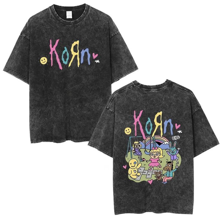 Celebrate the 20th anniversary of "Follow the Leader" with this official Korn tee. Featuring bold, distressed text on both the front and back, this shirt commemorates the iconic album and tour dates. Designed for fans who appreciate both comfort and a vintage look, it’s perfect for showing your love for Korn at concerts or casual outings.It's important to note that the sizes run small. Therefore, one should consider choosing a size up when selecting. Acid Wash Letter Print T-shirt Fan Merchandise, Washed Black Cotton T-shirt With Graffiti Print, Washed Black Band Merch T-shirt With Text, Band Merch Acid Wash T-shirt With Letter Print, Band Merch T-shirt In Washed Black For Streetwear, Band Merch T-shirt In Washed Black For Concert, Acid Wash Band Merch T-shirt With Letter Print, 90s Letter Print T-shirt For Concert, Acid Wash T-shirt With Graphic Band Merch Design