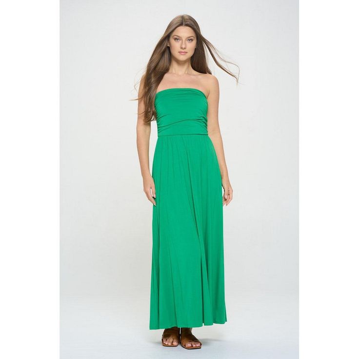 This Tube Dress w/ bandeau top is a great summer staple. Whether you're brunching or at the beach, this casual maxi length dress is the perfect option for all of your summer time plans! Made in USA. Length - 56" Material - 95% Rayon Modal 5% Spandex. Machine washable. Versatile Summer Beach Tube Top, Versatile Summer Tube Top For Day Out, Strapless Maxi Dress For Spring Vacation, Green Summer Tube Top For Vacation, Green Tube Top For Summer Day Out, Casual Green Tube Top For The Beach, Strapless Green Maxi Dress For Summer, Solid Color Strapless Dress For Spring, Strapless Dress For Spring