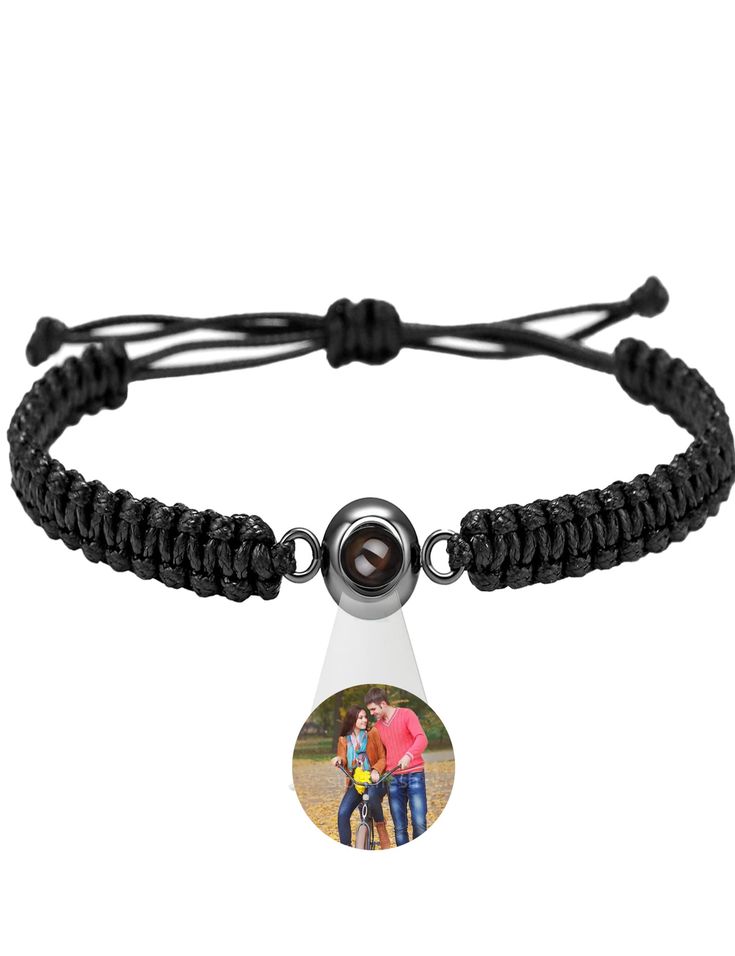 PRICES MAY VARY. 【Material & Size】 Personalized photo bracelet is made of Titanium steel pendant + handmade braided rope, which is very safe for human skin, non-allergic, no tarnish. Bracelet length: 14-28cm, it is adjustable, which can be adjusted and fixed by pulling the sailing knot. 【Photo Projection Bracelet】Preserve your beautiful memories and important moments with this photo bracelet. No matter the distance, your loved one is always with you. Illuminating the pendant with light, mapping Adjustable Black Wristband For Birthday Gift, Adjustable Black Wristband As Birthday Gift, Adjustable Black Wristband, Adjustable Black Friendship Bracelet For Birthday, Adjustable Black Bracelet For Birthday Gift, Adjustable Black Friendship Bracelets For Birthday, Black Adjustable Friendship Bracelets For Birthday, Adjustable Black Bracelet For Birthday, Adjustable Black Jewelry For Birthday Gift