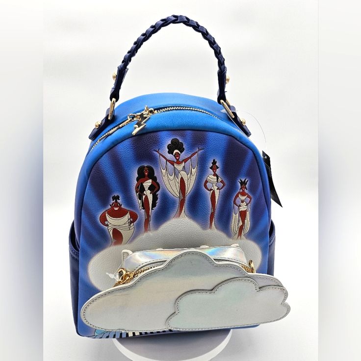 Character Print Backpack For Disney Trips, Blue Bags With Character Print For Everyday Use, Disney-themed Character Print Backpack, Character Print Backpack For Everyday Use, Character Print Backpack For Travel, Everyday Character Print Standard Backpack, Blue Disney Bag With Zipper Closure, Blue Disney Bags With Zipper Closure, Disney Blue Bags With Zipper Closure