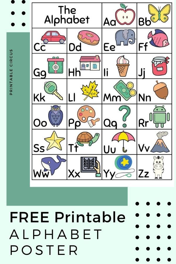 a printable alphabet poster with pictures of animals and letters