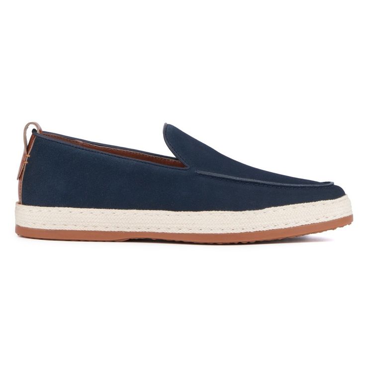 Enjoy the warm weather days in the Aslan slip-on style. This strobble construction features a lightweight espadrille design that is flexible and comfortable. Navy Slip-on Sneakers With Rubber Sole, Casual Navy Loafers With Rubber Sole, Navy Casual Slip-ons With Rubber Sole, Navy Leather Casual Slip-ons, Navy Leather Slip-ons Casual Style, Navy Slip-on Boat Shoes, Navy Slip-on Boat Shoes For Boating, Casual Oxford Shoes, Dress Loafers