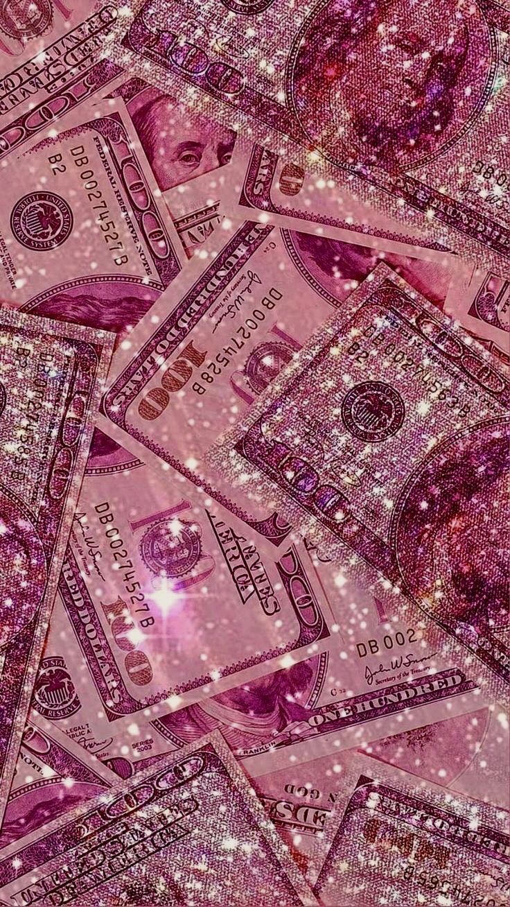 pink glitter money wallpaper with lots of sparkle