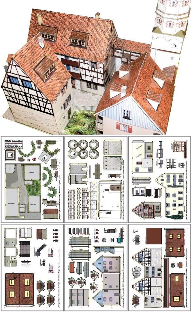 an image of a model house with lots of rooms and floors, including the floor plan