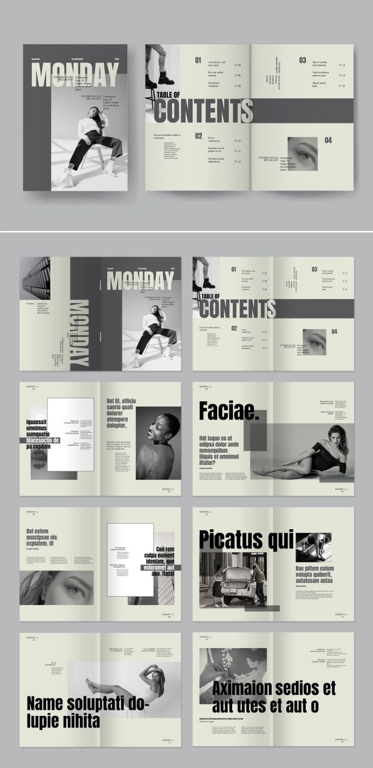 Monochrome Magazine Layout Magazine Template White Space Magazine Layout, Magazine Reference Layout Design, Magazine Articles Design, Layout Reference Design, Book Magazine Design, Alternative Press Magazine, Fashion Magazine Moodboard, Booklet Front Cover Design, Monochrome Design Graphic