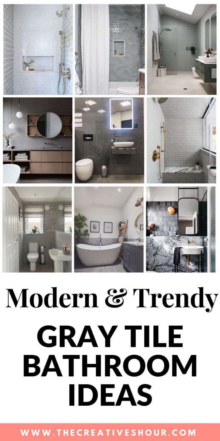 modern and trendy gray tile bathroom ideas - the creative hour blog on home decor