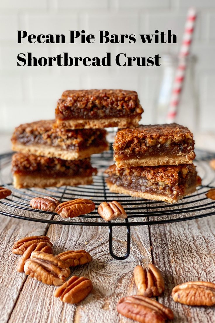 Pecan pie bars with shortbread crust are the best of both worlds! They have that gooey, slightly crunchy flavor of a pecan pie, but are in a cookie, so they are perfect to serve at a party!  This a great idea to make if you want to wrap something up for guests to take home after a get together. They are the perfect size for individual wrapping, or for putting into a tin. We usually make a double batch of pecan bars with shortbread crust, to share with friends and neighbors! Best Pecan Pie Bars, Pecan Shortbread Crust, Bars With Shortbread Crust, Pecan Shortbread, Best Pecan Pie, Pecan Bars, Pecan Pie Bars, Pie Bars, Shortbread Crust