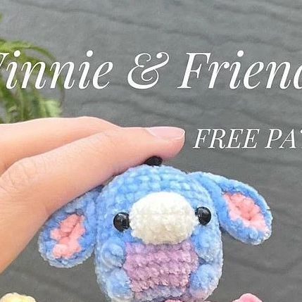 a hand holding a small stuffed animal in it's right hand with the caption winnie & friends free pattern