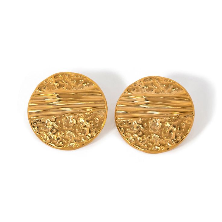 PRICES MAY VARY. Gold Round Earrings: Simple but delicate round earrings with elegant lines. The round shape and uneven surface of the coin add more sparkle. Chunky Statement Earrings：French concept retro design, irregular fold texture niche fashion round earrings. Whether you're dressing up for a night out, adding a touch of glamour to your work outfit, or simply elevating your everyday style, these round earrings are the perfect choice for versatile yet chic fashion accessories. Hammered Textu Textured Round Earrings For Gifts, Round Earrings Gold, Gold Round Earrings, Geometric Type, Round Stud Earrings, Stud Earrings For Women, Trendy Earrings, Hypoallergenic Earrings, Light Weight Earrings