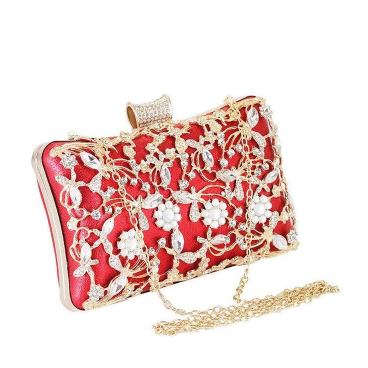 Material: Leather/Size: 21 * 7 * 14CMChain: Short 37CM/Long 116CM Glamorous Red Evening Clutch, Red Clutch Shoulder Bag For Events, Red Embellished Evening Bag, Red Embellished Shoulder Bag For Formal Occasions, Glamorous Red Clutch Evening Bag, Red Embellished Rectangular Bag, Glamorous Red Clutch For Events, Red Handheld Bag For Events, Chic Red Clutch For Evening