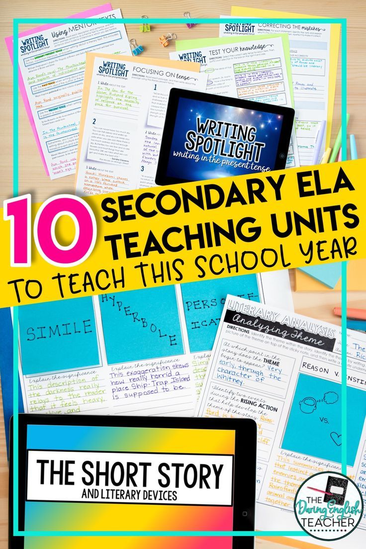 the 10 secondary ela teaching units to teach this school year