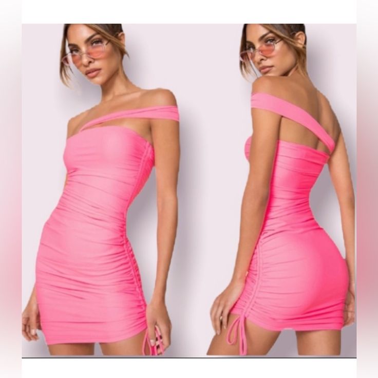 Tiger Mist, Hot Pink, Brand New With Tags, Sexy, Ruched Bodycon Dress, Size Medium. Incredible Style, Slimming, Tight Dress. Please, Know Your Size. You May Want To Size Up As This Dress Runs Smaller In My Opinion. It’s Hugging And Flattering. Really Bright, Hot, Sexy Pink. Comes From Pet And Smoke Free Home. Club Mini Dress With Ruched Sides, Pink One Shoulder Ruched Bodycon Dress, Pink One-shoulder Ruched Bodycon Dress, Pink Ruched One-shoulder Bodycon Dress, Spring Club Mini Dress With Ruched Back, Summer Bodycon Dress With Ruched Back, Fitted Off-shoulder Mini Dress With Ruched Sides, Pink Bodycon Mini Dress With Ruched Back, Summer Club Dresses With Ruched Back